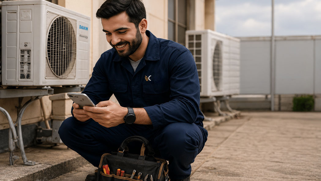 Technician creating and sending a quotation from the work site